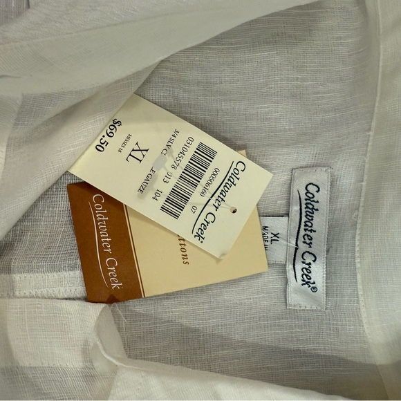 NWT Coldwater Creek Button Up Shirt Women’s Sz XL Ivory Linen Silk Lightweight - Picture 5 of 9